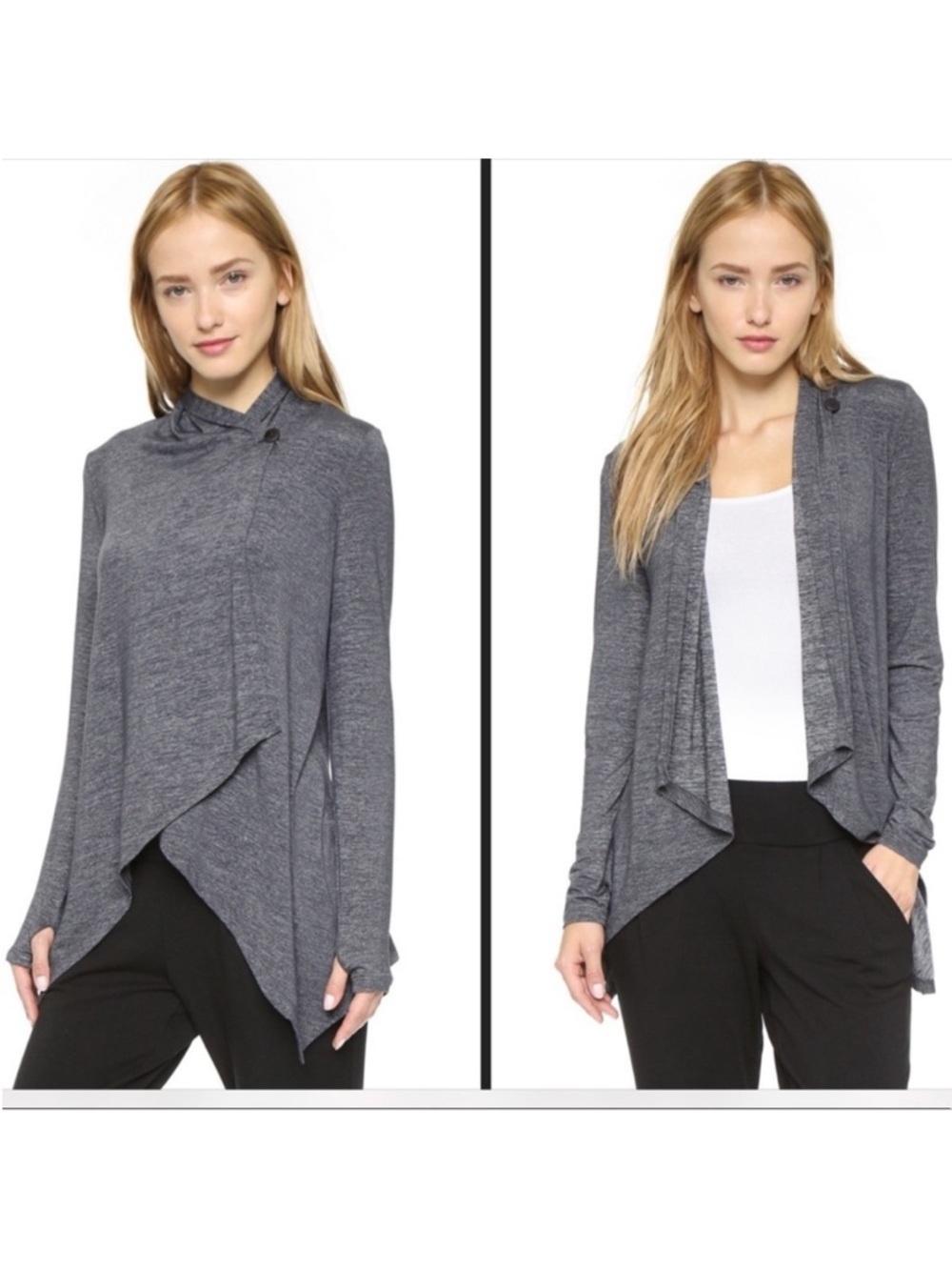 Beyond Yoga Space Dye Gray
Drape Front Cardigan Size Medium